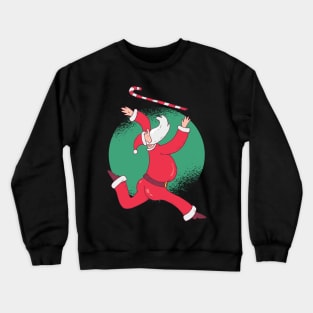 Funny Christmas Santa Baton Twirling a Candy Cane Crewneck Sweatshirt